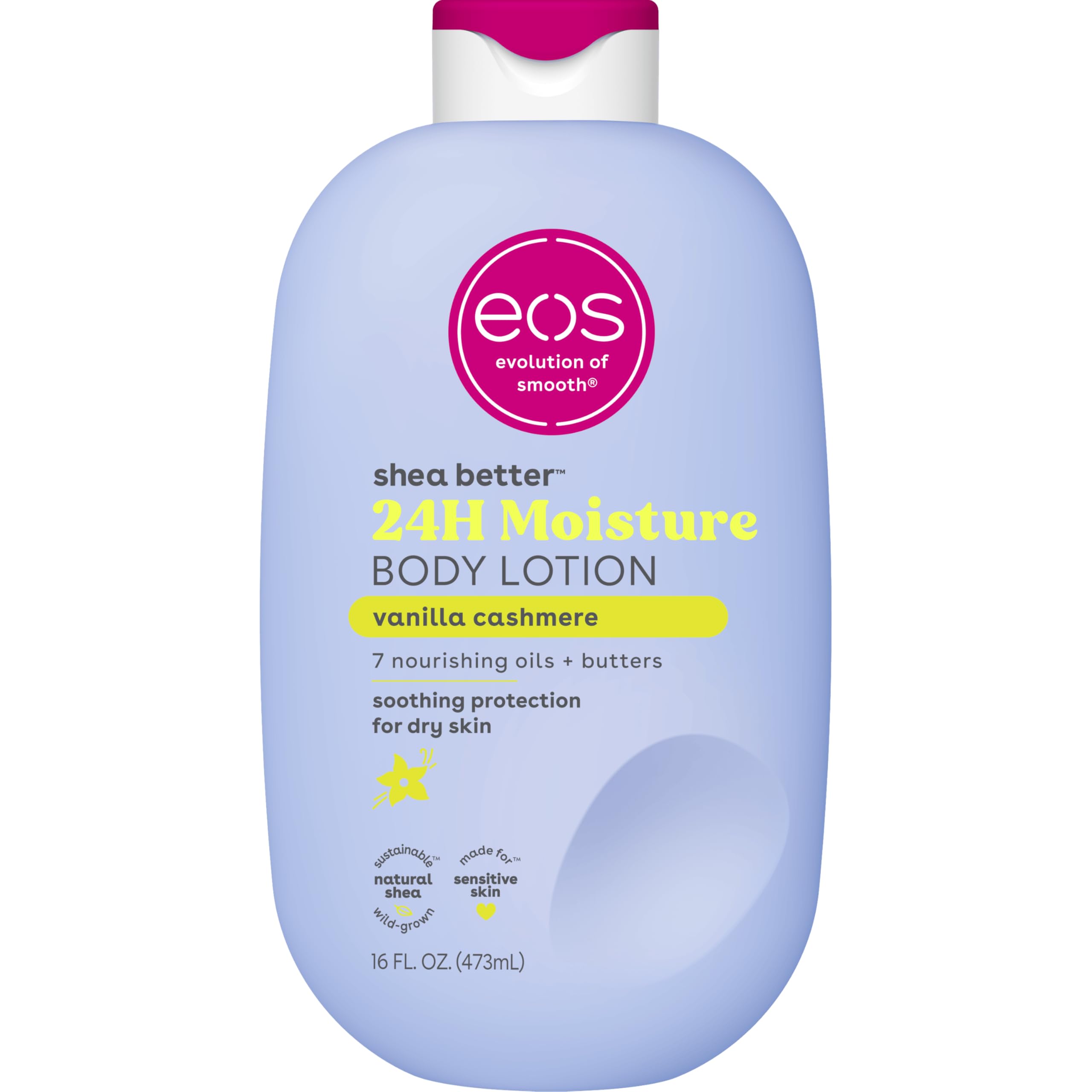eos Shea Better Body Lotion- Vanilla Cashmere, 24-Hour Moisture, 16 fl oz | Natu