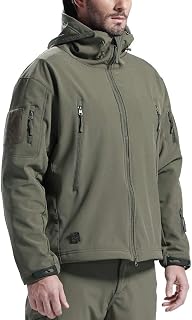 FREE SOLDIER Men's Softshell Thermal Windbreaker Jacket Winter Jackets Waterproof Work Jacket Trekking Tactical Military with Hood for Hunting
