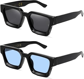 SHEEN KELLY Sunglasses Men Women Retro Square Thick Frame Rectangular Fashion Classic Colors Nerdy Glasses Simplistic