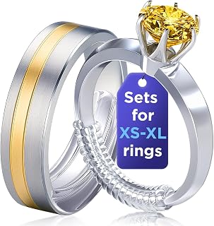 Ring Size Adjuster for Loose Rings – S-M Kit For Regular 2-5mm Band Width | For Men &amp; Women Bands – Set of 6 Spiral &amp; 6 Pad Guards – Invisible Spacers – Ideal for Standard Everyday Bands