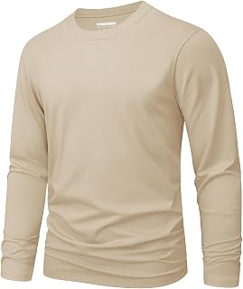 MAGNIVIT Men's Shirts Long Sleeve Cotton T-Shirt Crew Neck Midweight Tees Classic Basic Casual Tops Plain Soft Shirt