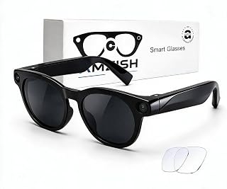 AI Smart Glasses with Camera, 8MP HD Bluetooth Camera Glasses for Women Men | 1080P Video Recording Sunglasses, Real Time Translation, Voice Assistant, Open Earbuds, Travel, Work, Vlog