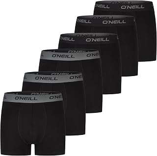 O'Neill Men's Boxer Shorts, Pack of 6, Cotton, Plain Sports Boxers, Men's Basic Trunks, Underwear, Underwear, Without Fly, Black, Red, Blue, M, L, XL, XXL