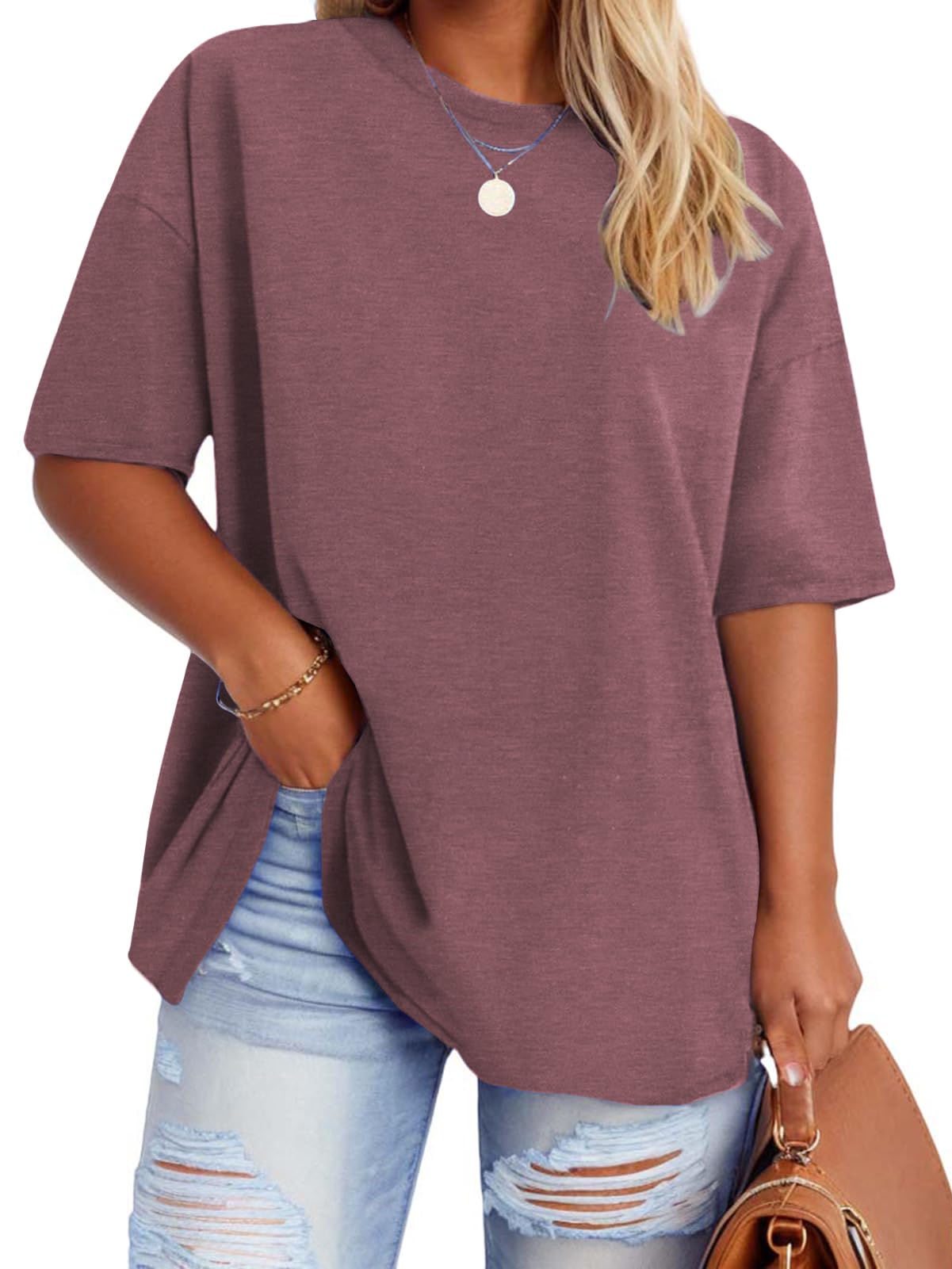 VISLILY Plus-Size-Tops for Women Casual Short Sleeve T Shirts Summer Crew Neck T