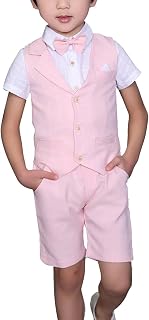 LOLANTA Set of 4 Children's Ceremony Summer Dress with Vest Trousers Shirt and Bow Tie for 2-12 Years