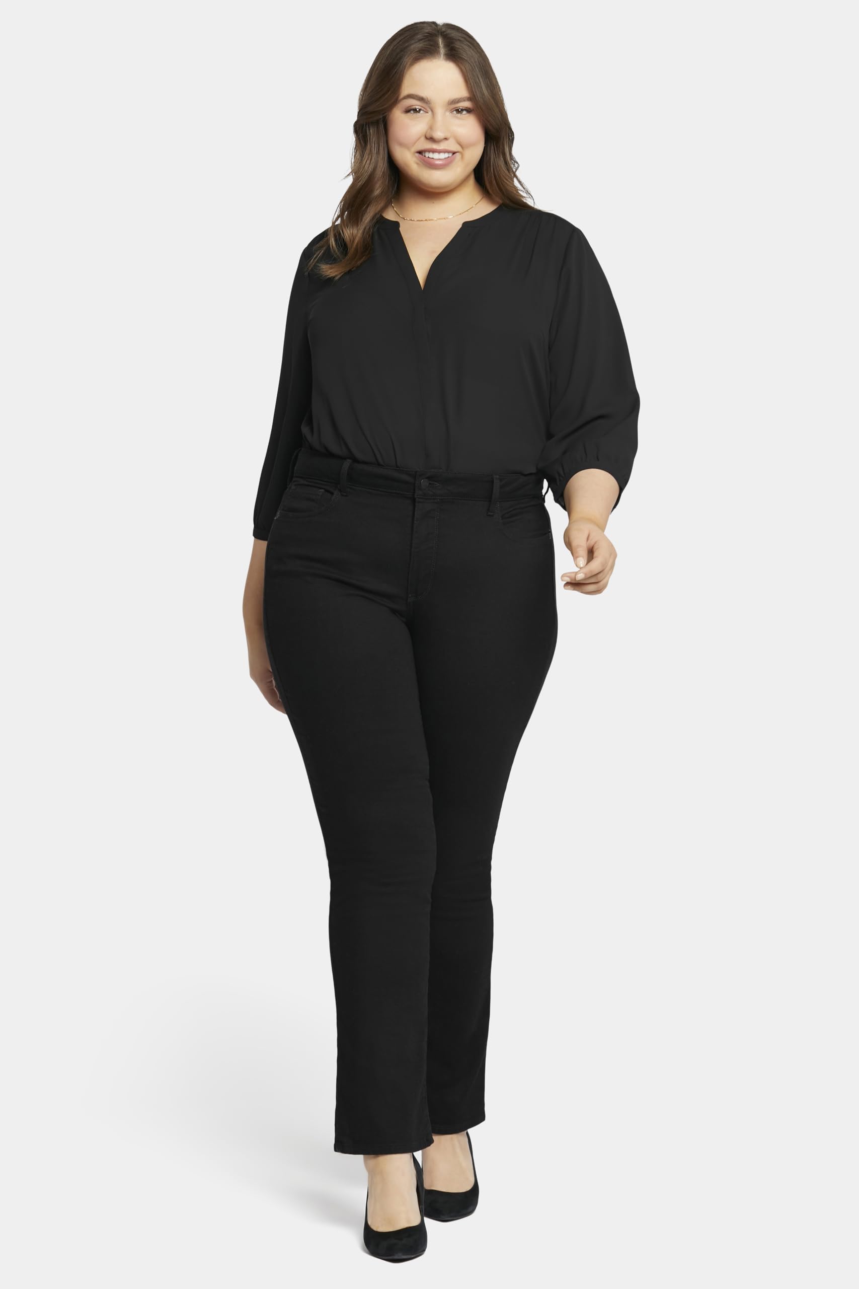 NYDJ Womens Plus Size Marilyn Straight Denim Jeans