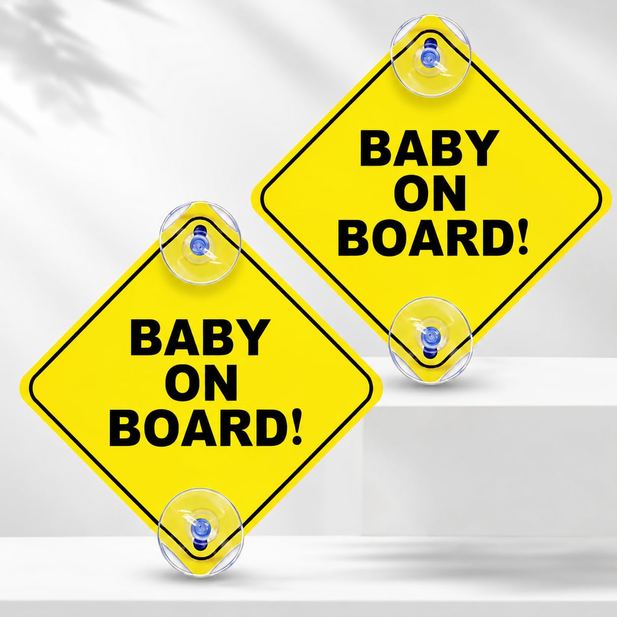 2 Pcs Baby on Board Sign for Car, High Visibility Safety Warning Caution Sign wi