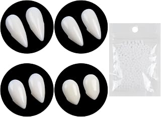 VEYLIN 4 Pair Vampire Teeth Fangs with Solid Adhesive for Halloween Costume Props Party Favors (13mm 15mm 17mm 19mm)