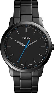 Fossil Watch for Men The Minimalist 3H, Quartz Movement, 44 mm Silver Stainless Steel Case with a Leather Strap, FS5439