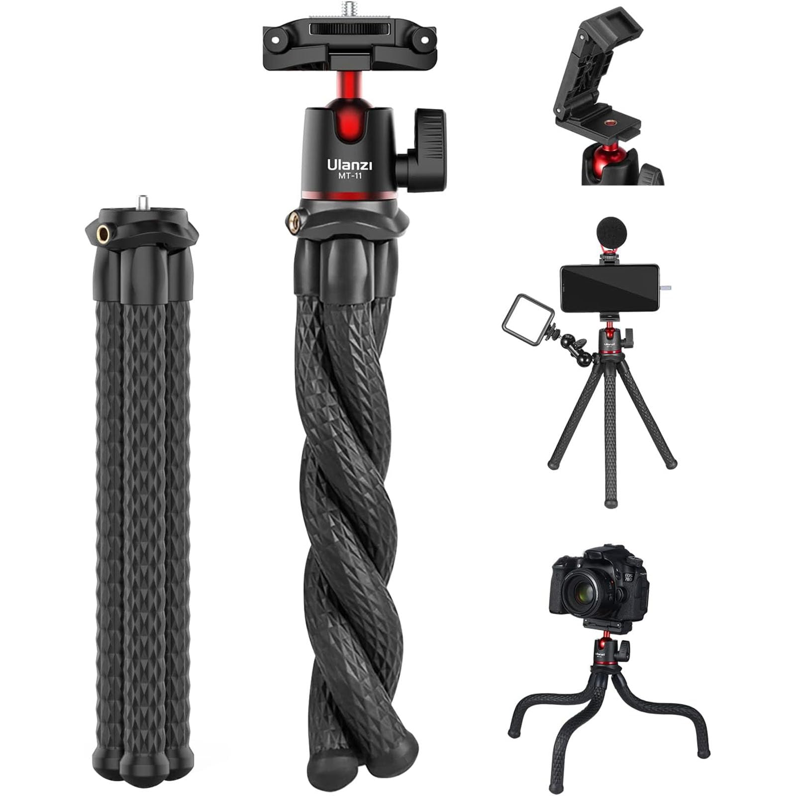 ULANZI Camera Tripod, Mini Flexible Phone Stand w Hidden Phone Holder | Camera S