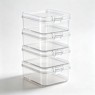 4Pcs Mini Clear Plastic Storage Containers - Multipurpose Boxes for Beads, Jewelry, Business Cards &amp; Crafts, Portable Transparent Cases for Tiny Accessories Collection