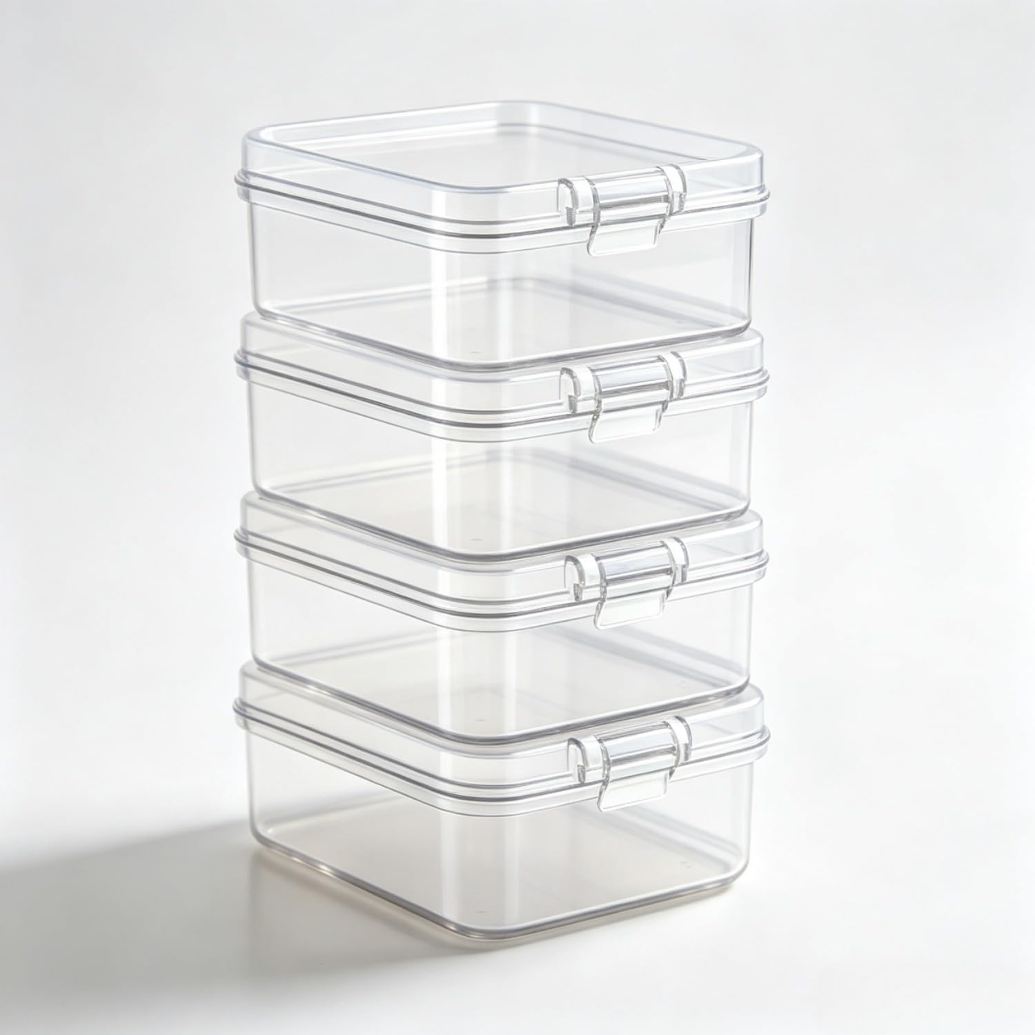 4Pcs Mini Clear Plastic Storage Containers - Multipurpose Boxes for Beads, Jewel