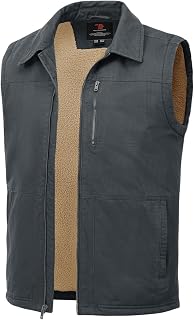 TBMPOY Mens Winter Vest Fleece Lined Sherpa Full Zip Up Vest Lightweight Outerwear Warm Cotton Casual Travel Jackets