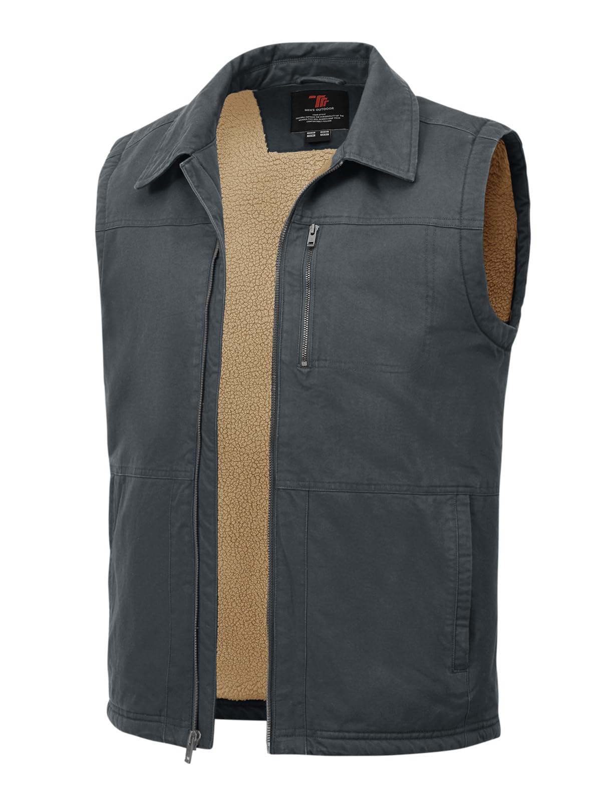 TBMPOY Mens Winter Vest Fleece Lined Sherpa Full Zip Up Vest Lightweight Outerwe