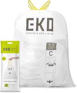 EKO Bin Bags, Kitchen Bin Liners, Drawstring, 10-15 Litre, 20 Count, Code C