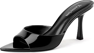 Heel Mules for Women Pointed Open Toe High Heel Sandals