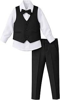 Lilax Boys Formal Suit 4 Piece Vest, Pants and Tie Dresswear Suit Set