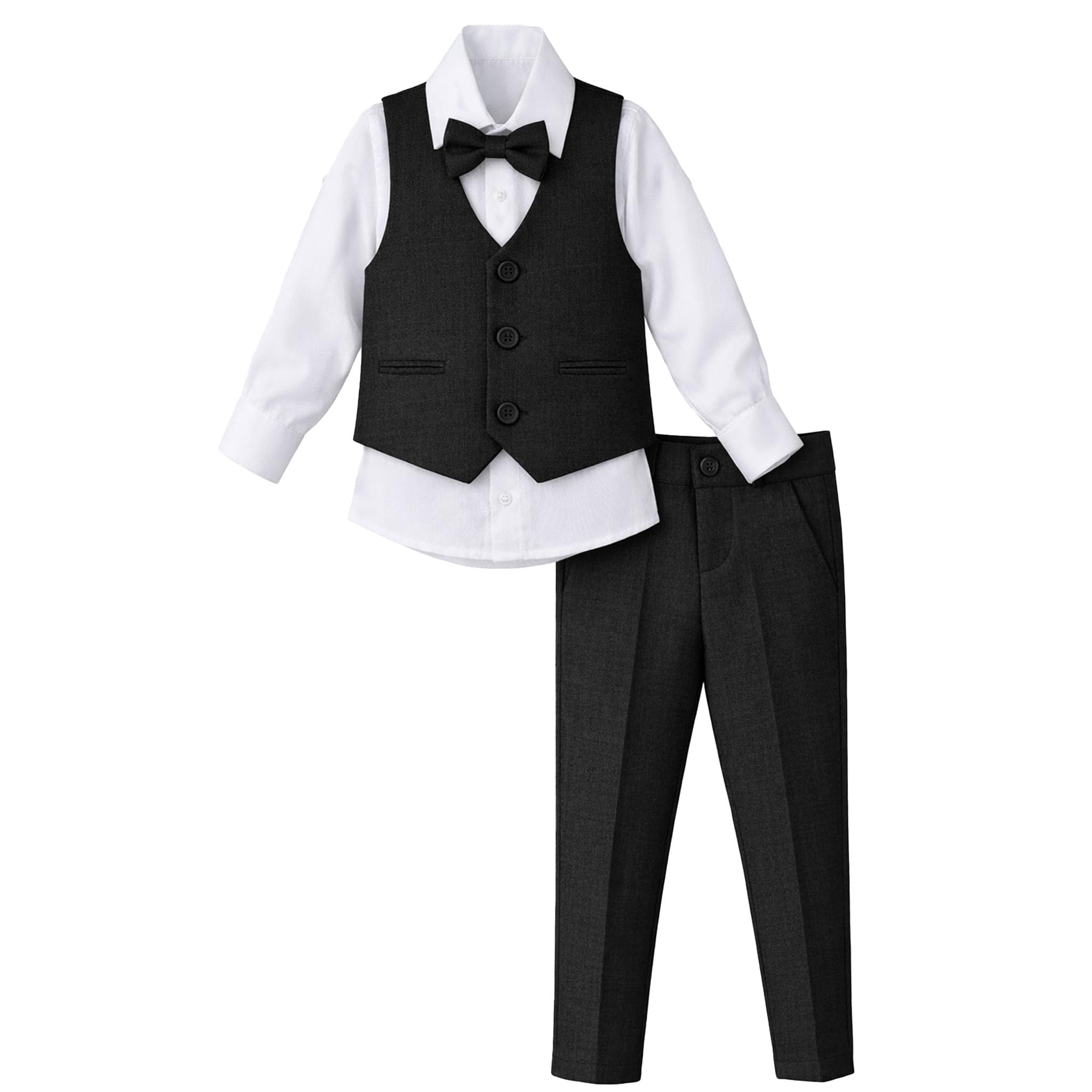 Lilax Boys Formal Suit 4 Piece Vest, Pants and Tie Dresswear Suit Set