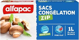 alfapac - 30 flat bottom ZIP freezer bags - 1L