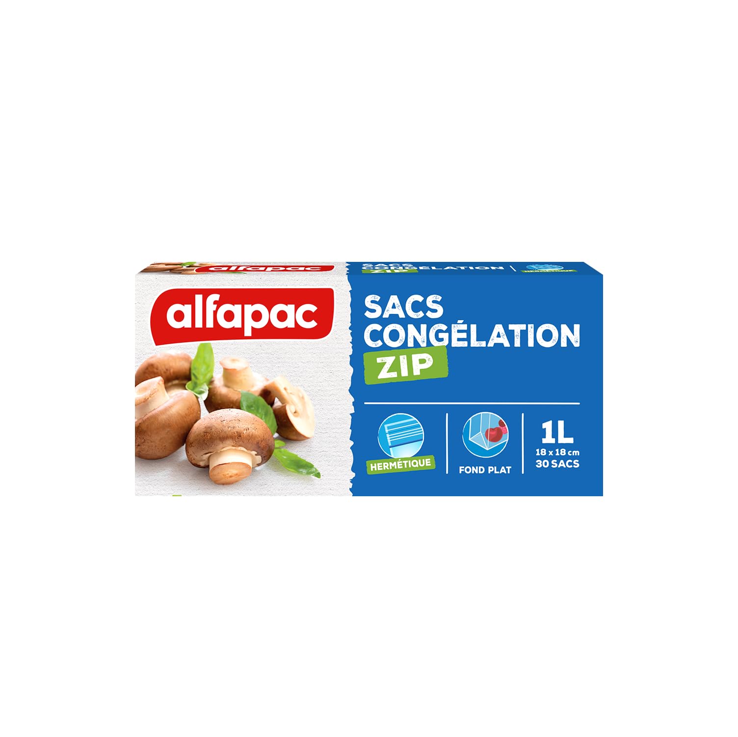 alfapac - 30 flat bottom ZIP freezer bags - 1L