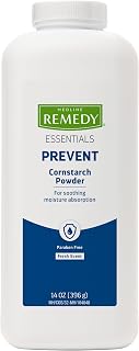 Medline Remedy Essentials Cornstarch Powder (14 oz Bottle), Fresh Scent, Talc Free, Shaker Top, Skin Care, Absorbs Sweat, Soothes, Reduces Friction &amp; Chafing, For Adults, Feet, Groin