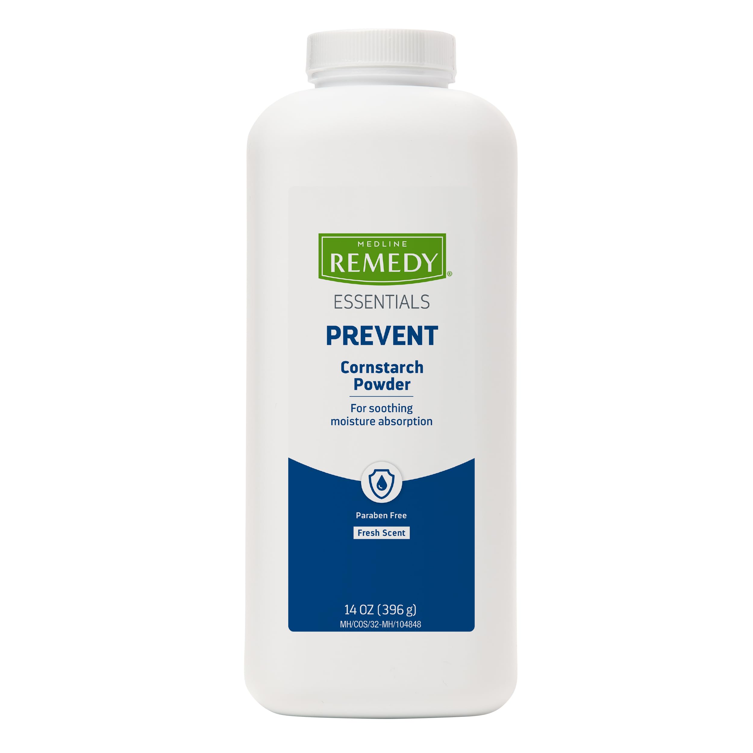 Medline Remedy Essentials Cornstarch Powder (14 oz Bottle), Fresh Scent, Talc Fr