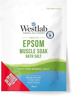 Westlab Health Epsom Bath Salts 2kg (1 Pack) | Help Soothe Tired Muscles While Relieving Tension & Supporting Muscle Health, 100% Pure Mineral-rich Salt