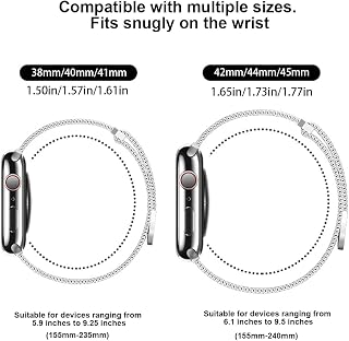 Milanese Stainless Steel Watch Band Compatible with Apple Watch Bands 38mm 40mm 41mm 42mm 44mm 45mm 49mm, Magnetic Clasp, Fit for iWatch Series 9, Ultra 2