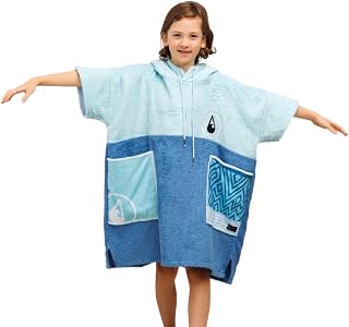 WAVE HAWAII Surf Poncho for Body Sizes from 90-120 cm Poncho Eco Cotton Changing Aid for Swimming Beach Surfing Surf Poncho Bath Poncho Shower Poncho for Children Boys Girls Women