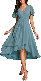 Ever-Pretty Elegant Wedding Guest Dresses Chiffon Evening Dresses Women Midi Short Wedding Dresses EG02084-P