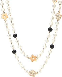 IDOKAWA Long Layered Pearl Necklaces for Women, Vintage Statement Jewelry