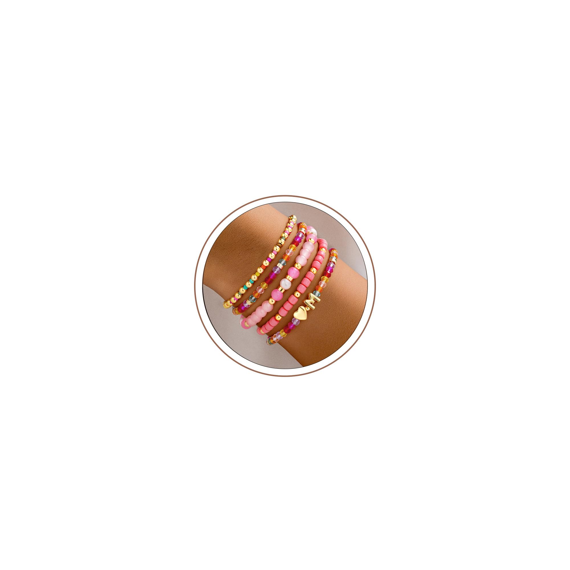 Turandoss Teen Girls Gifts Trendy Stuff, Colorful Beaded Initial Bracelets