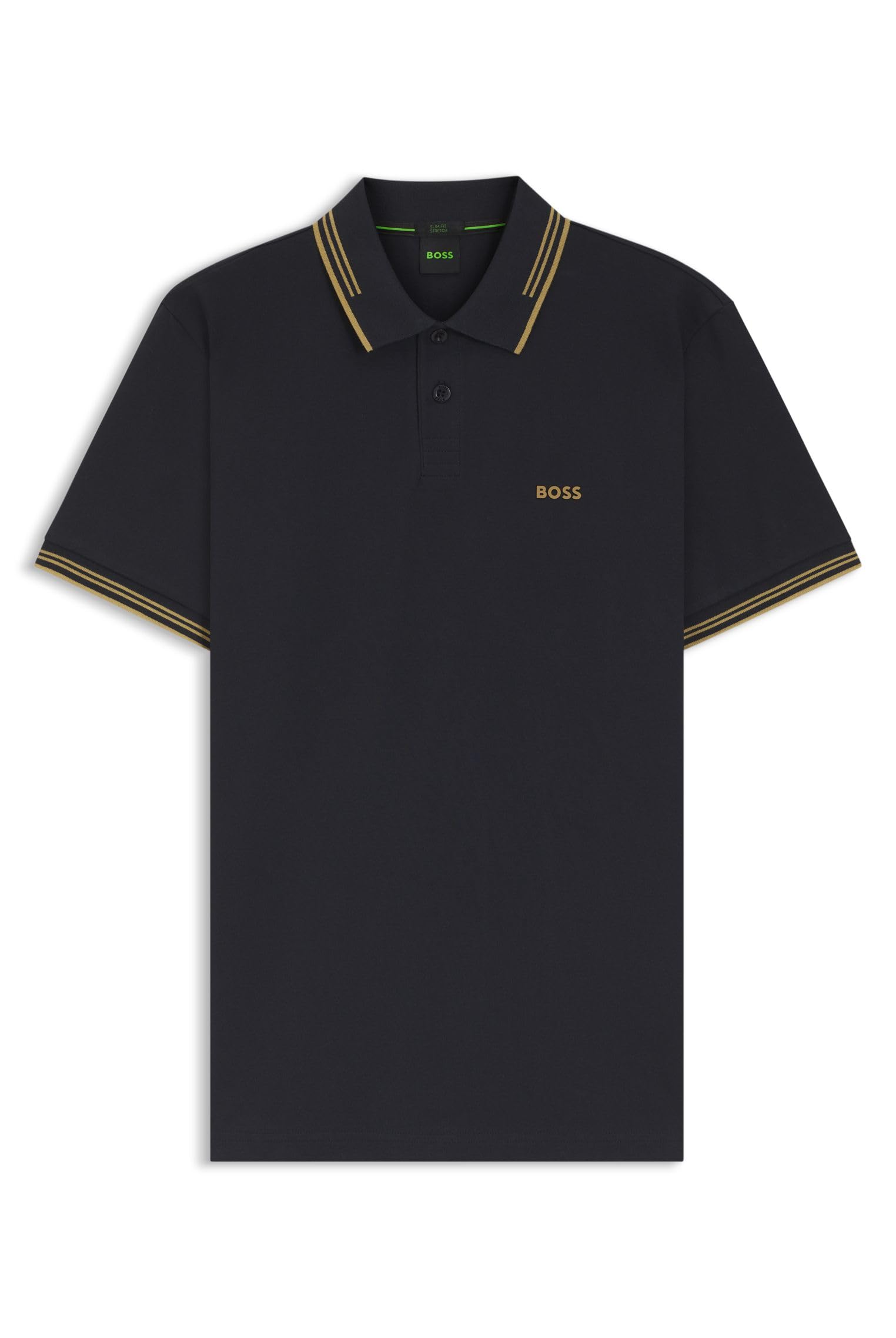 BOSS Mens Polo Shirt Polo Shirt Short Sleeve Top Navy/Gold S