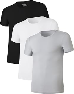 COLORFULLEAF Lot de 3/5 t-shirts légers en bambou à manches courtes et col en V pour homme, S, M, L, XL, XXL