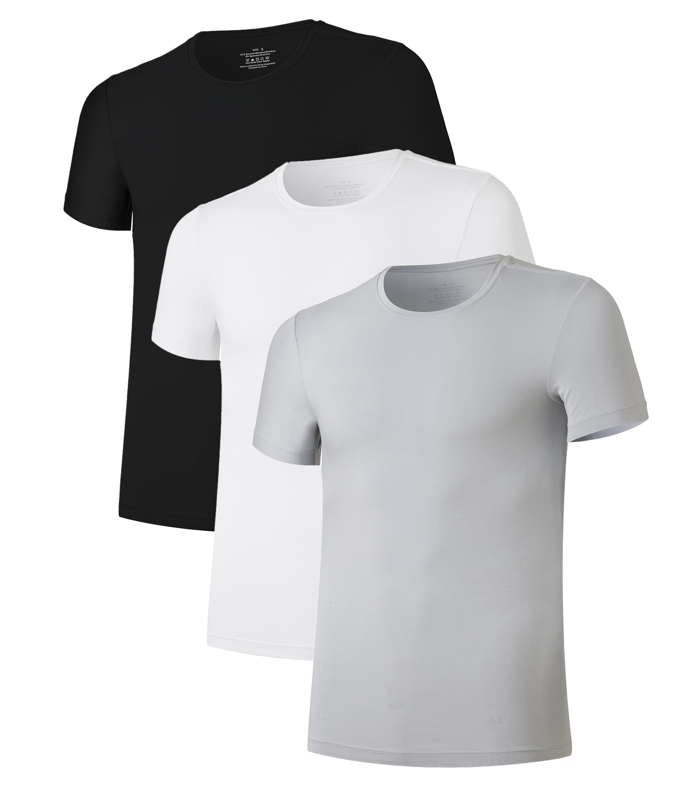 COLORFULLEAF Lot de 3/5 t-shirts légers en bambou à manches courtes et col en V 