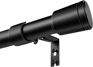1 Inch Diameter Curtain Rod for Windows 28-120 Inch Heavy Duty | Extra Long Matte Black Curtain Rods with Brackets Adjustable Pole Drapery Rod for Patio Kitchen Bedroom Living Room Outdoor