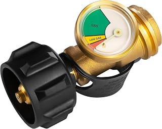 Propane Tank Gauge Level Indicator Leak Detector for BBQ Gas Grill Type 1 | Universal propane gauge for 5-40 lb tanks with QCC1 Type 1 connection and color coded dial for BBQ gas grill RV camper
