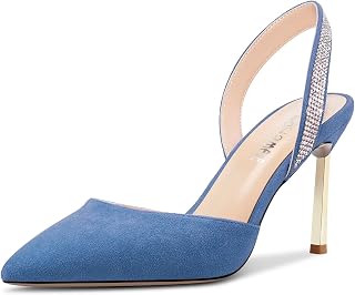 Castamere Women's Stiletto High Heel Pointed Toe Slingback Slip-on Diamond Crystal 8.5 CM Heels