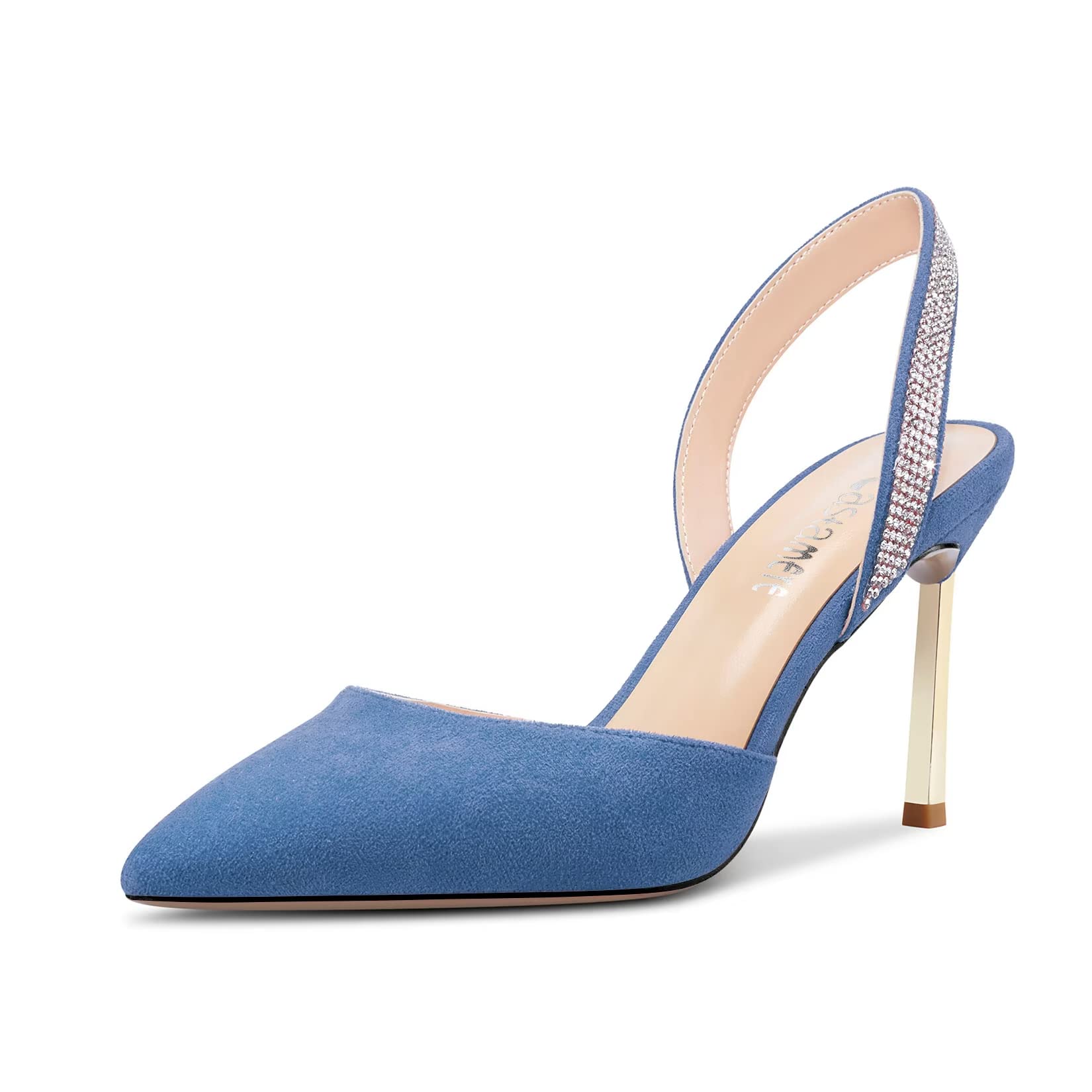 Castamere Women's Stiletto High Heel Pointed Toe Slingback Slip-on Diamond Cryst