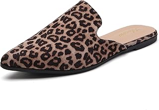 Tilocow Pointed Toe Flat Mules for Women, Easy Slip-on and No