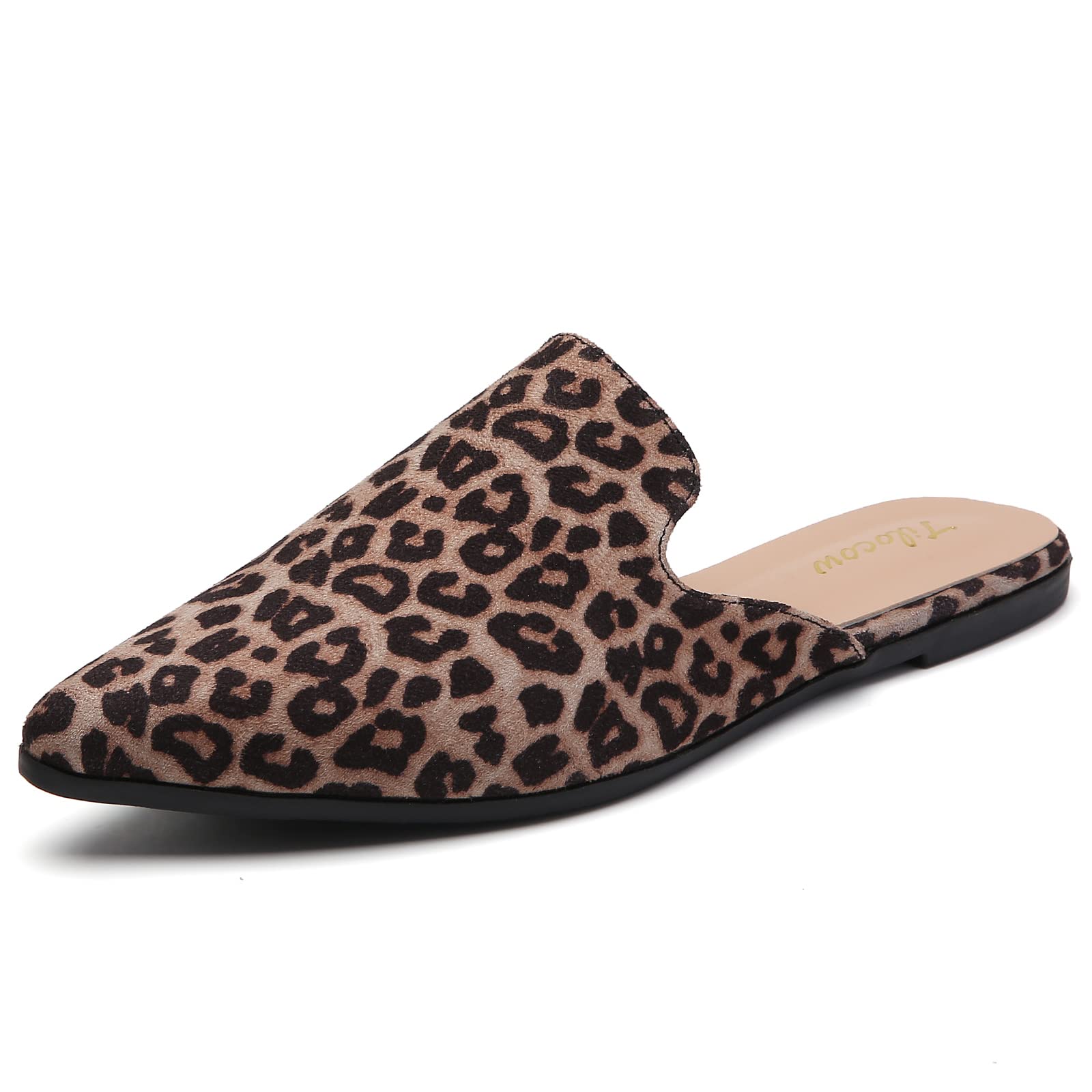 Tilocow Pointed Toe Flat Mules for Women, Easy Slip-on and No