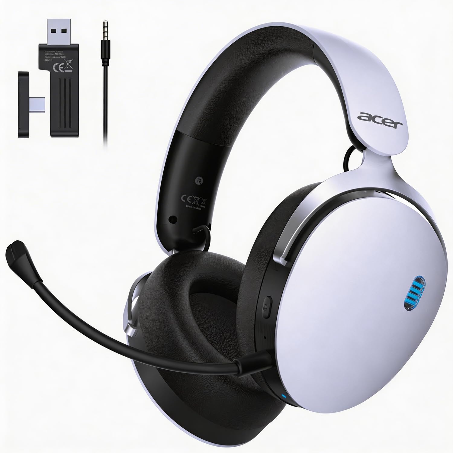 Acer Wireless Gaming Headset with Aluminum Frame for PS5, PC, Switch -White | Tr