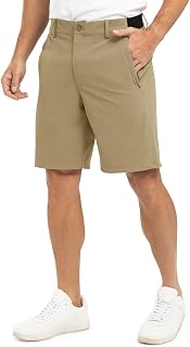 TBMPOY Pantaloncini da golf da uomo da 22,9 cm, ad asciugatura rapida, pantaloncini casual corti corti corti piatti frontali elasticizzati leggeri per lavoro, viaggi d'affari