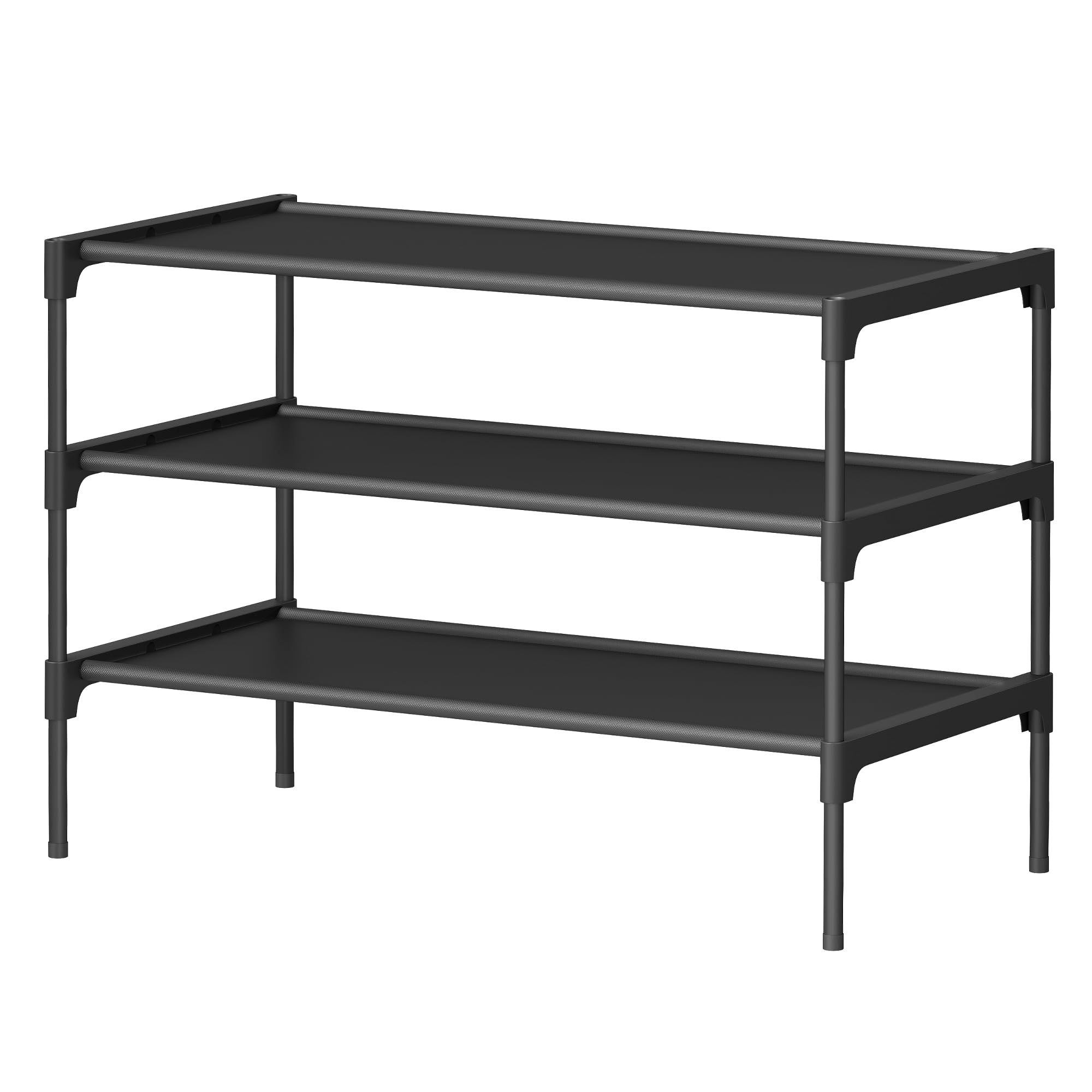 SONGMICS Shoe Rack, Space-Saving Entryway Organizer, 3-Tier, Ink Black | 3-Tier 