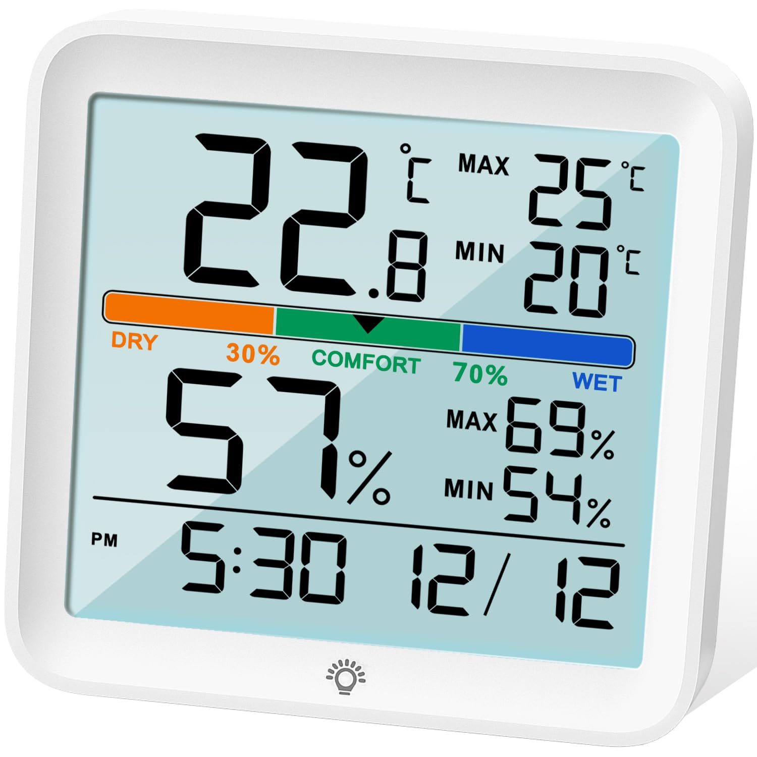 NOKLEAD Indoor Hygrometer Thermometer, Large Display Humidity Monitor | 9cm LCD 