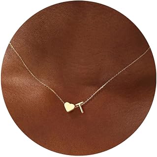 TINGN Heart Initial Necklace for Women Girls - 18K Gold Plated Initial Necklace for Girls Gold Silver Heart Necklaces Birthday Gift for Her Girlfriend Wife Mum Birthday Fillers for Daughter Girl Kids