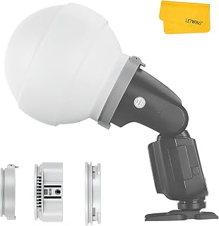 Godox ML-CD15 Diffusion Dome w/3 adapters, Flash Light Diffuser, Fit for Godox V1 Pro V1 AD100 Pro AD200Pro AD300Pro AD400Pro V860III V860II V850III TT685II TT600 TT600S AD200 ML60II Bi ML30 ML60, etc