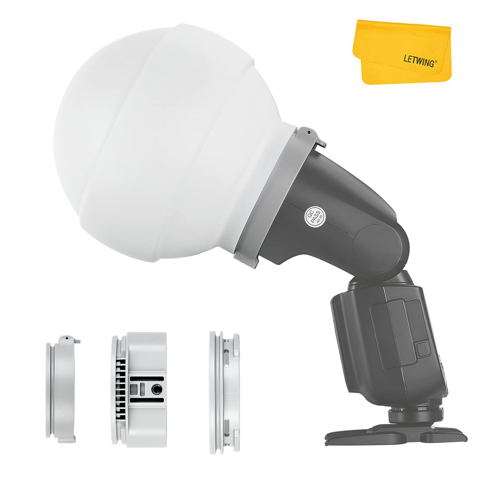 Godox ML-CD15 Diffusion Dome w/3 adapters, Flash Light Diffuser, Fit for Godox V