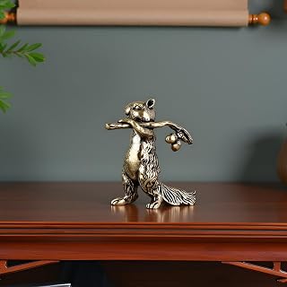 Vintage Brass Squirrel Figurine, Antique Home Art Decor for Living Room, TV Stand, Desk, Tea Collection, Perfect for Thanksgiving
