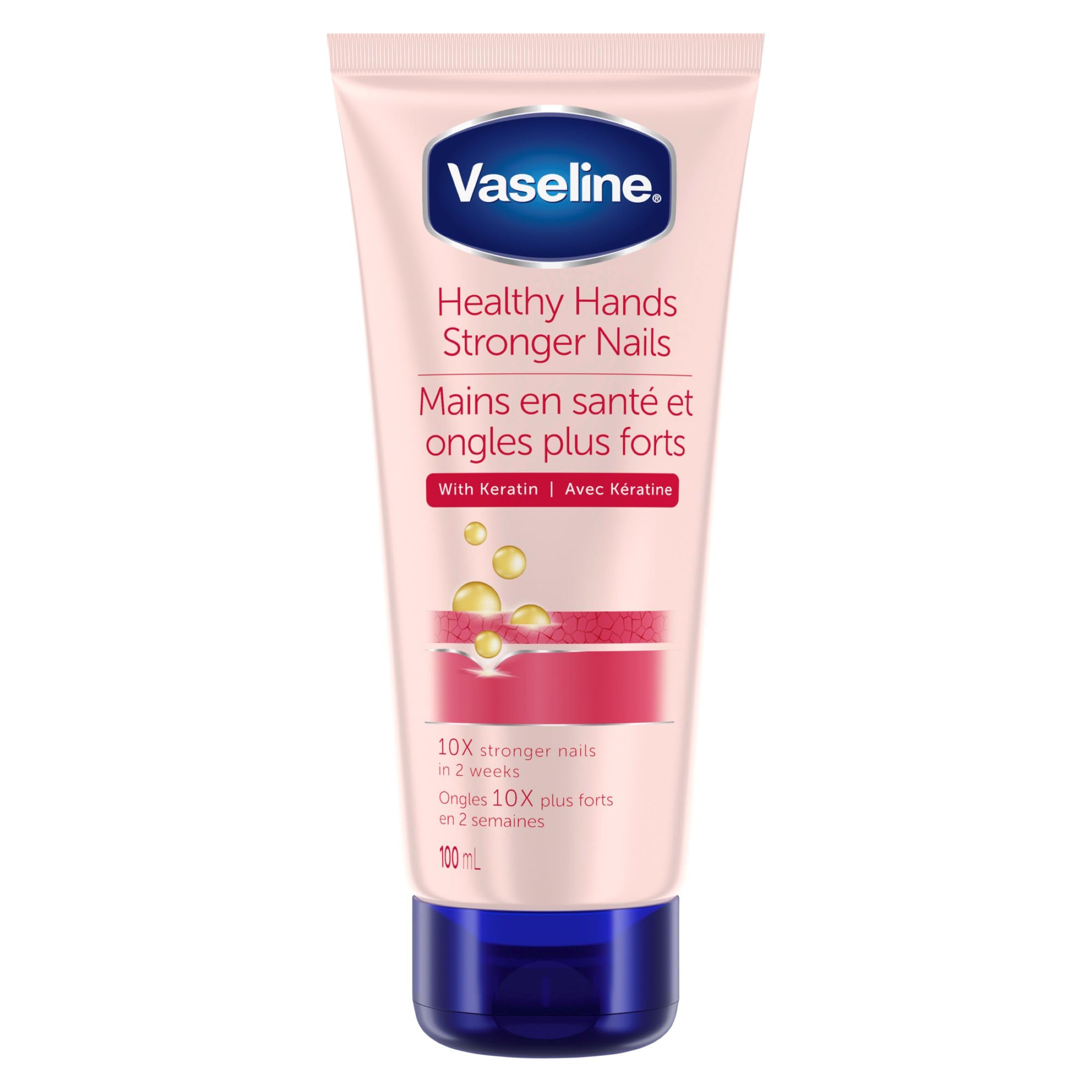 Vaseline Healthy Hands Stronger Nails Hand Lotion with Keratin, 100mL | Microdro